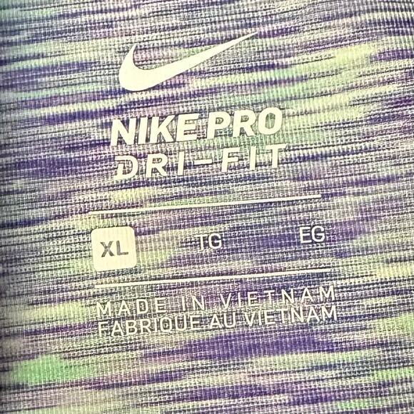 Nike Pro Tank Top Womens XL Purple and Mint Stretch Cropped Yoga Activewear Vest - Picture 6 of 8